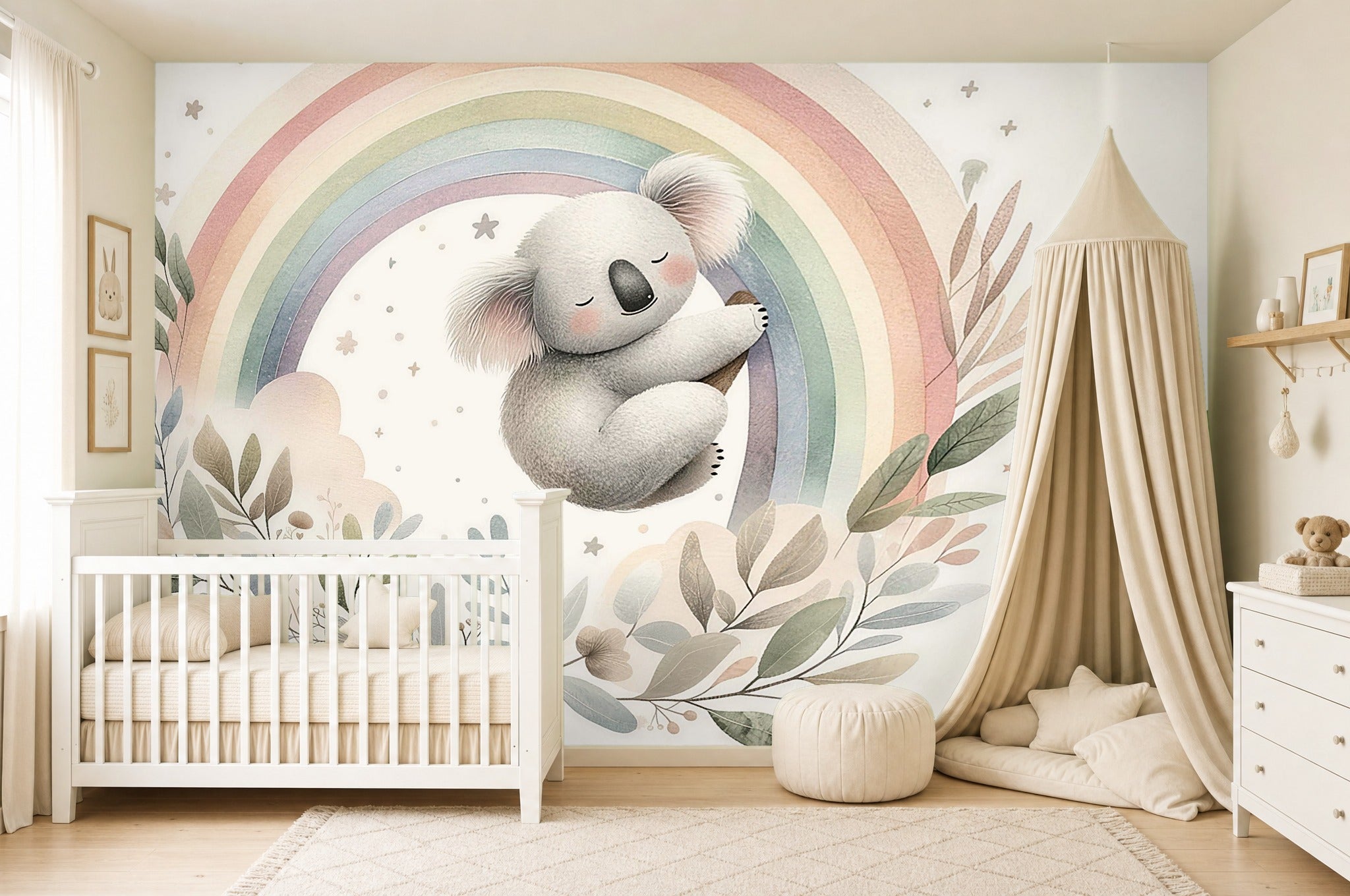 leaf wallpaper nursery in a children's room
