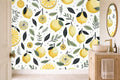 lime green leaf wallpaper in a cloakroom