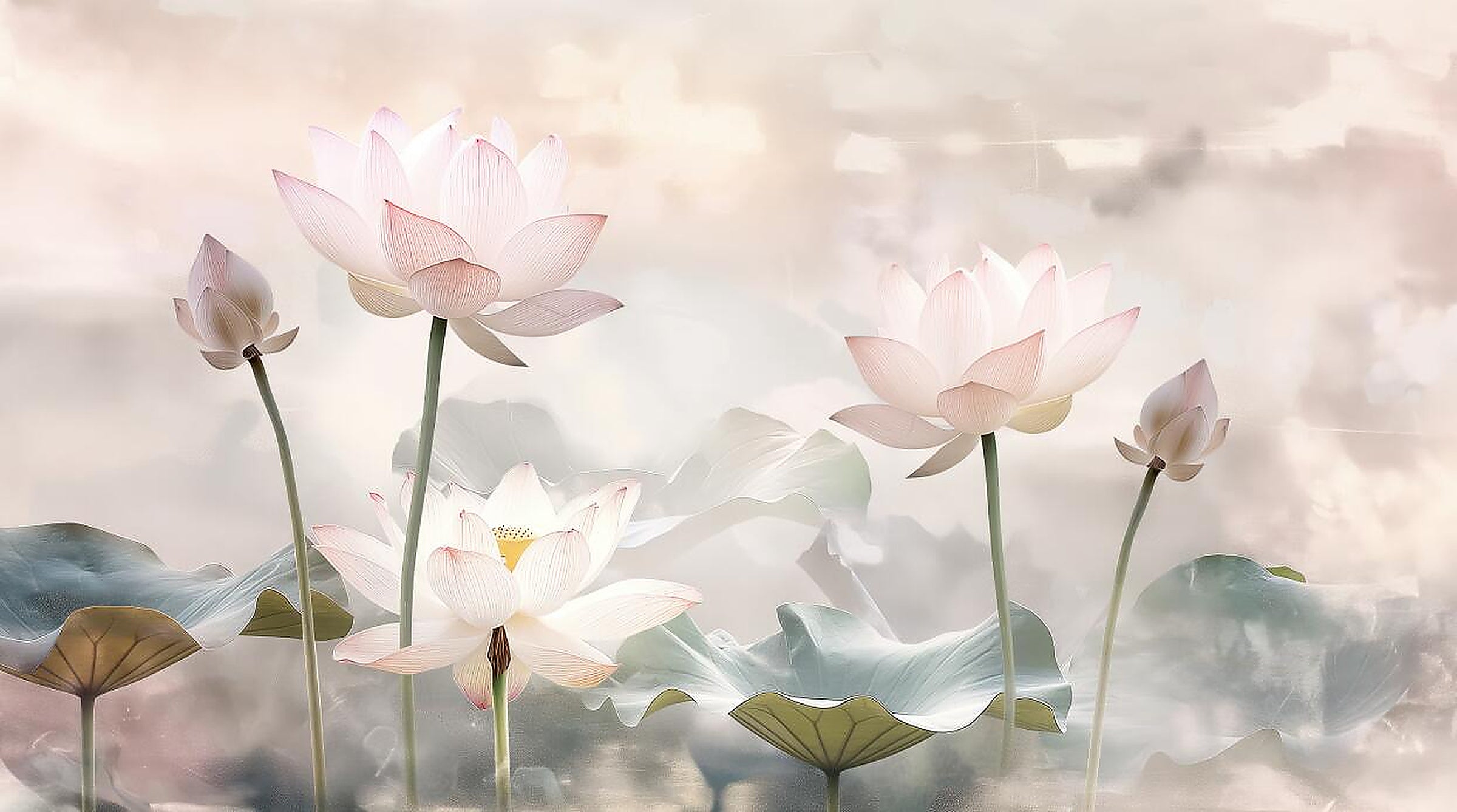 lotus blossom wallpaper pattern shown flat