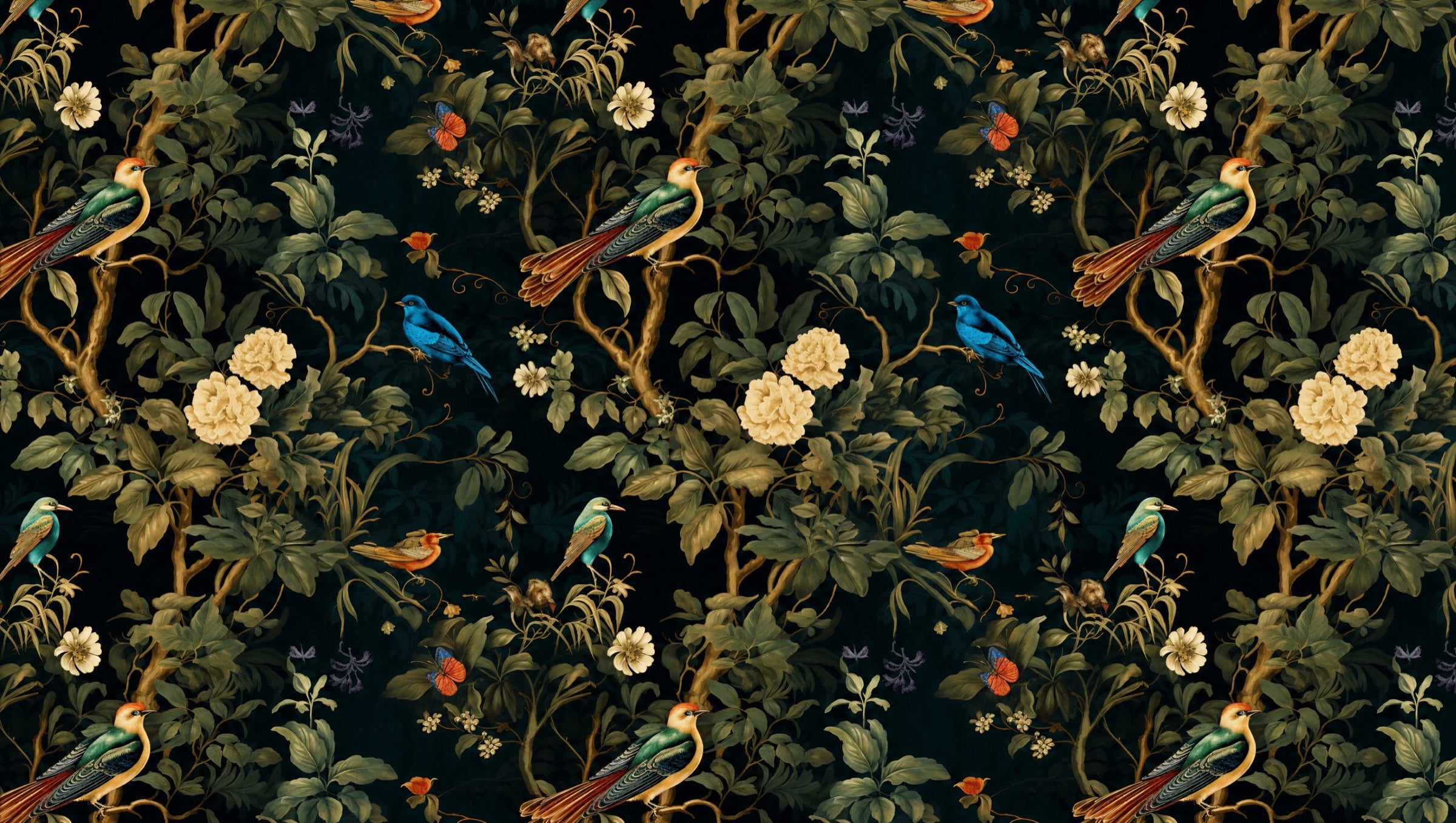 midnight-garden-bird-wallpaper flat pattern