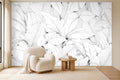 minimal leaf wallpaper in a living room