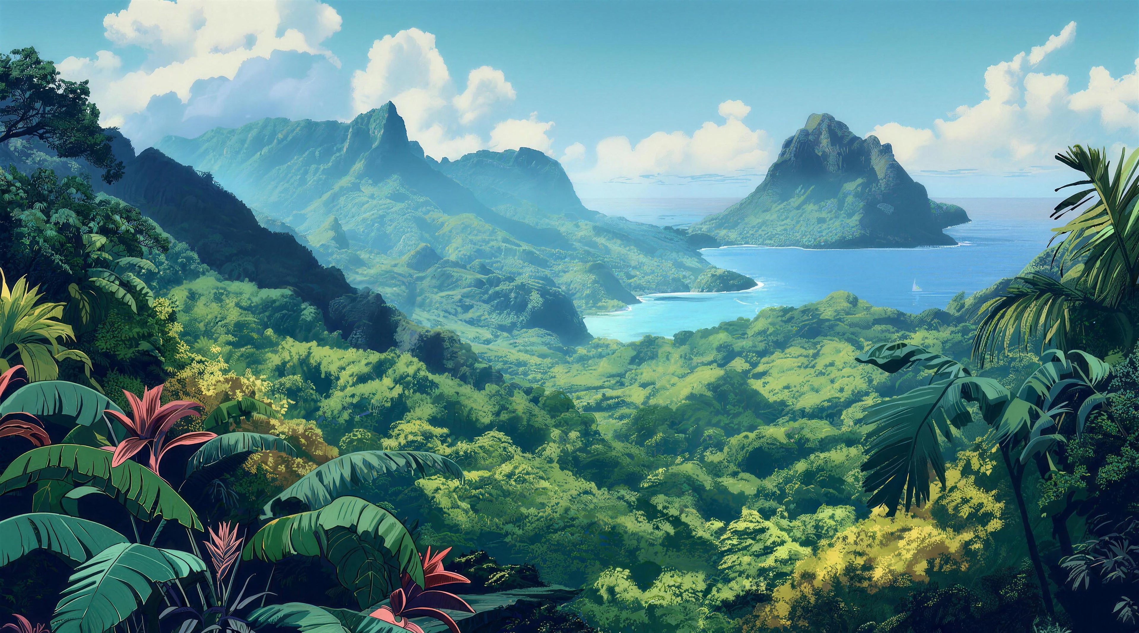 modern jungle wallpaper pattern shown flat