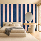 navy and pink striped wallpaper room 2