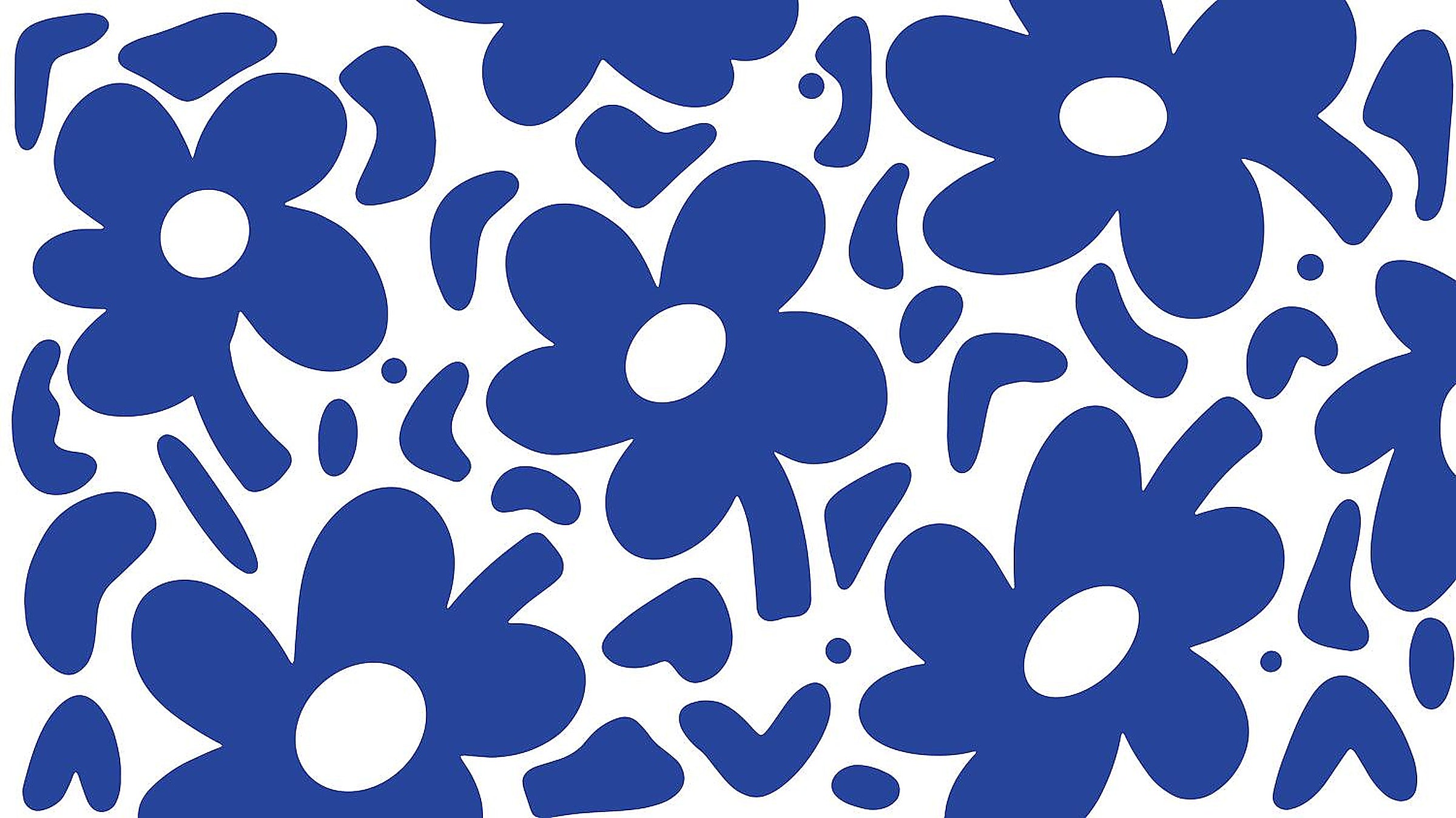 navy blue floral wallpaper pattern shown flat