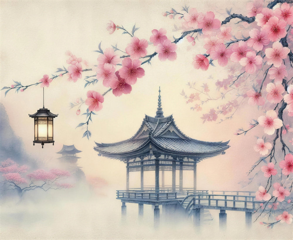 Navy Cherry Blossom Wallpaper design