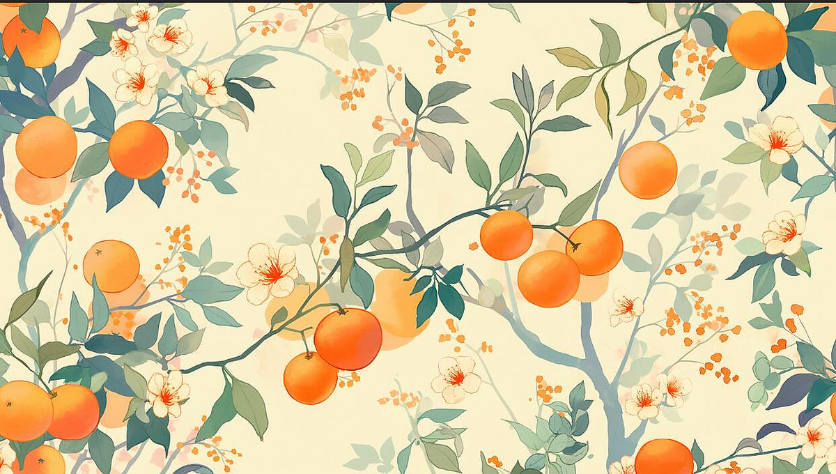orange blossom wallpaper pattern shown flat