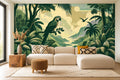Green Parrot Wallpaper — mural in a styled room