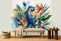 Navy Parrot Wallpaper — room scene