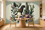 Vintage Parrot Wallpaper — mural in a styled room