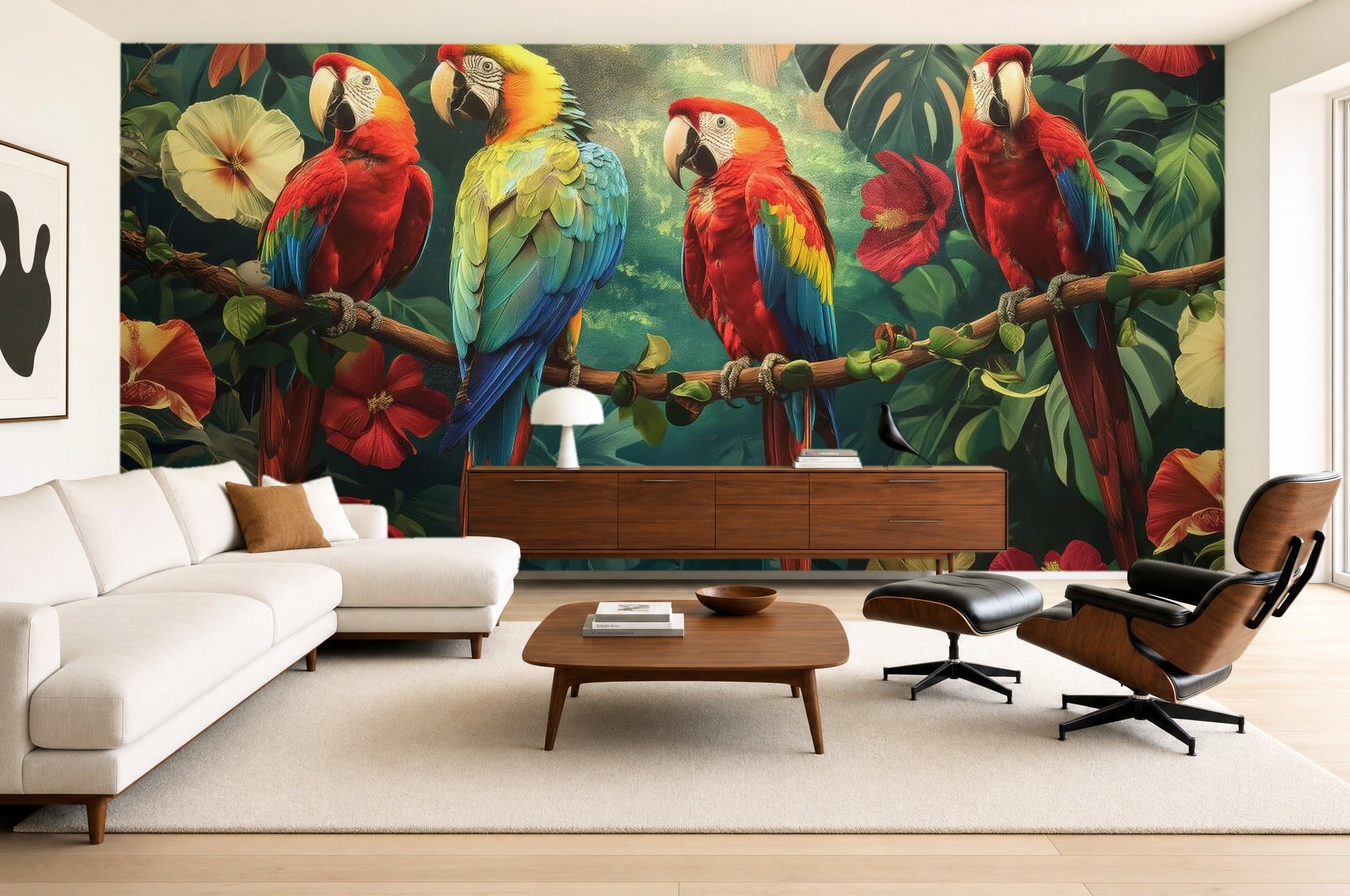 Yellow Parrot Wallpaper — room scene