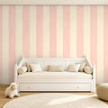 pastel pink stripe wallpaper room