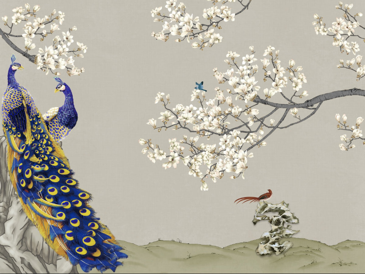 Peacock Blue Wallpaper flat pattern design