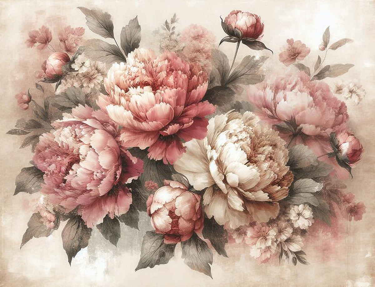 peony pink wallpaper pattern shown flat