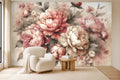 peony pink wallpaper in a living room