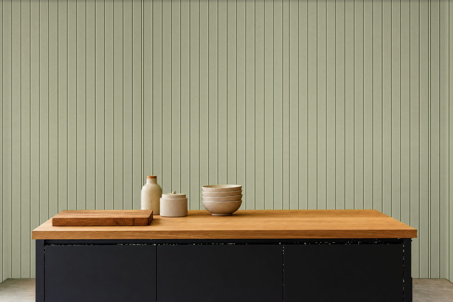 Sage Green kitchen Wallpaper room view