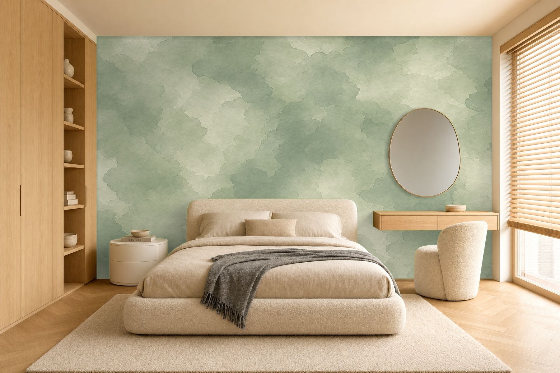 Sage Green Wallpaper bedroom room view