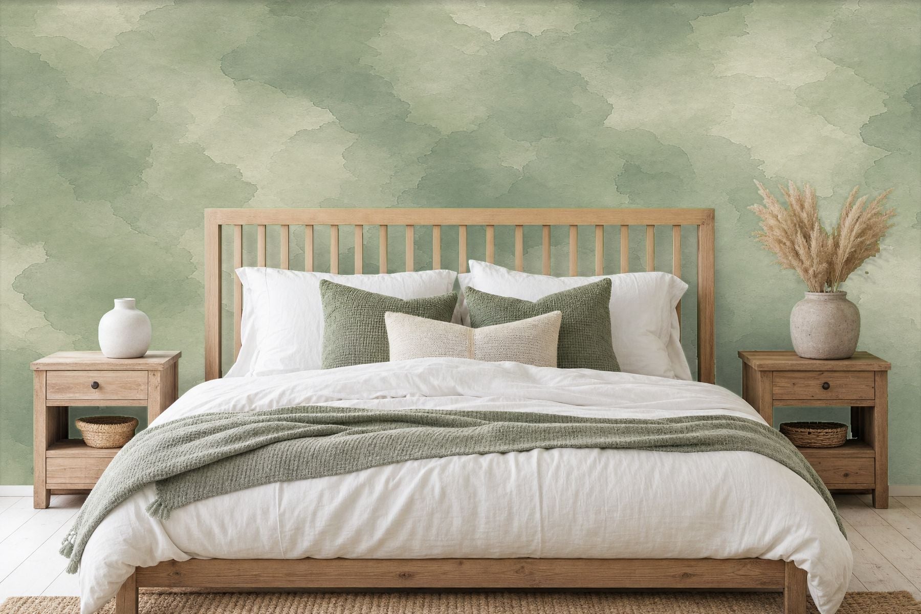 Sage Green Wallpaper bedroom room view 2