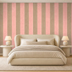 pink and brown striped wallpaper room 2