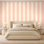 pink and cream striped wallpaper room 2