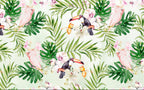 pink and green leaf wallpaper pattern shown flat