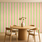 pink and green stripes wallpaper room
