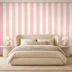 pink and white striped wallpaper bedroom room 2