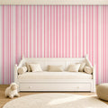 pink candy stripe wallpaper room