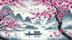 pink cherry blossom tree wallpaper pattern shown flat