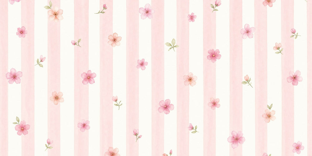 pink floral stripe wallpaper design