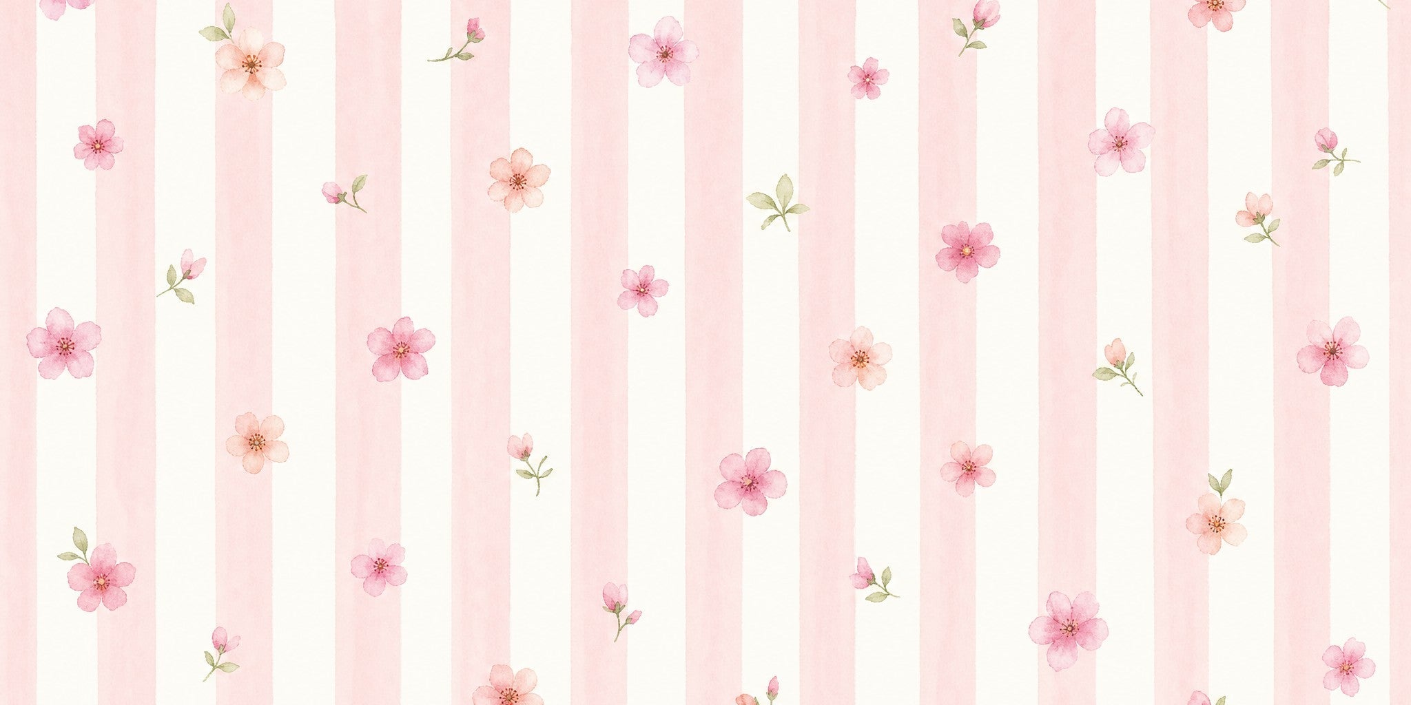 pink floral stripe wallpaper flat