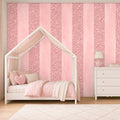 pink glitter stripe wallpaper room