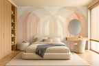 pink panel wallpaper in a bedroom