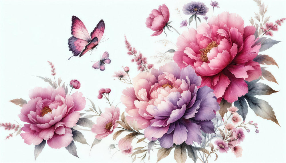 Pink Rose Butterfly Wallpaper design