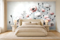 poppy field wallpaper in a bedroom