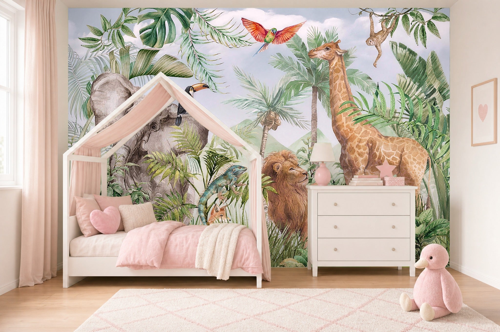 rainforest wallpaper in a children's room