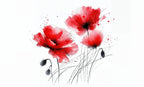 red poppy wallpaper pattern shown flat