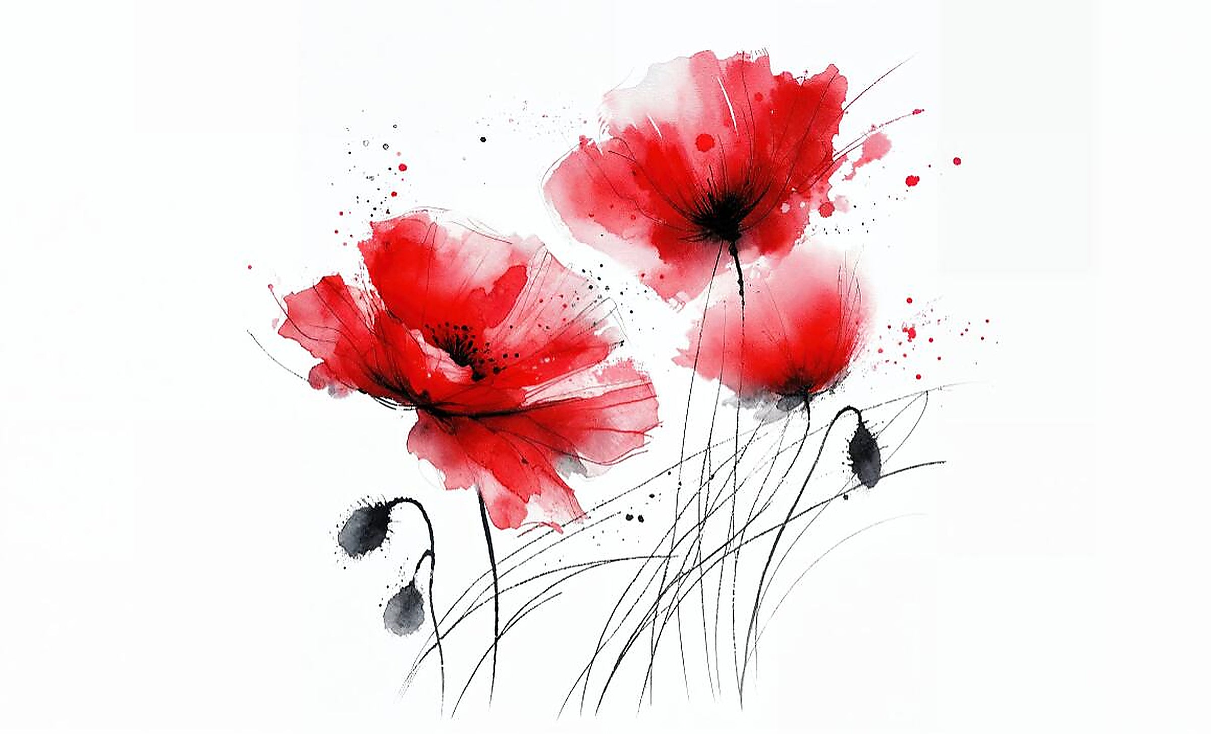 red poppy wallpaper pattern shown flat