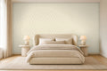 Sage green geometric wallpaper room view 2