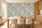 Sage green and silver wallpaper room view 2
