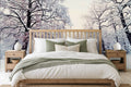 snowy forest wallpaper in a bedroom