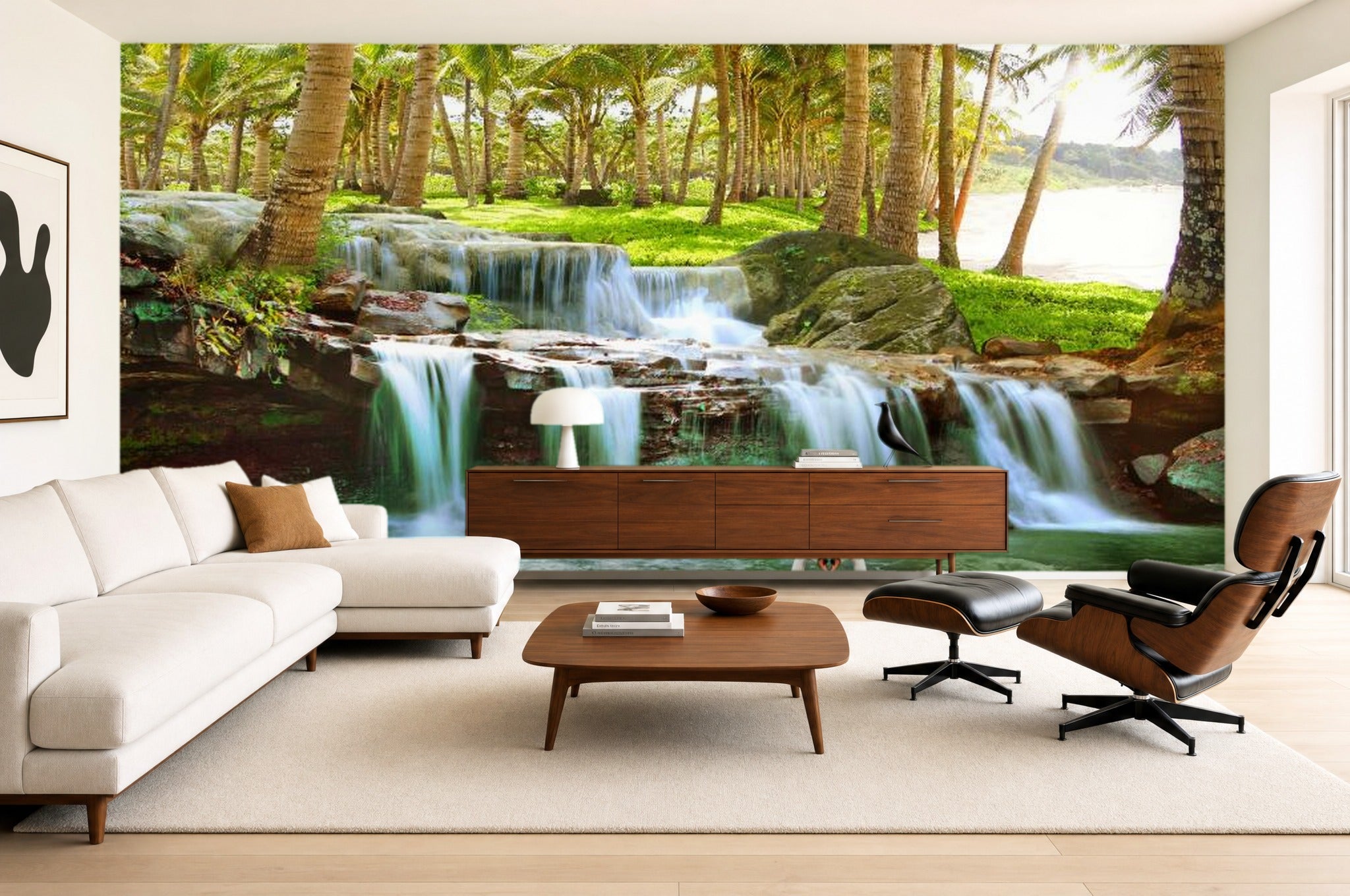 Swan Mural Wallpaper — mural in a styled room