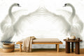 White Swan Wallpaper — mural in a styled room