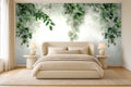 trailing leaf wallpaper in a bedroom