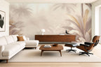 tropical jungle wallpaper in a living room