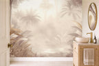 tropical jungle wallpaper in a cloakroom