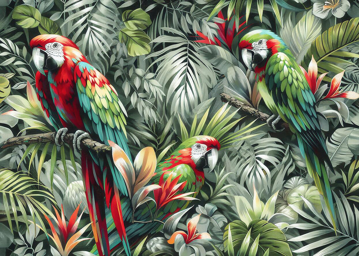 tropical parrot wallpaper pattern shown flat