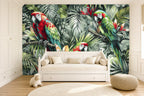 tropical parrot wallpaper in a children's room