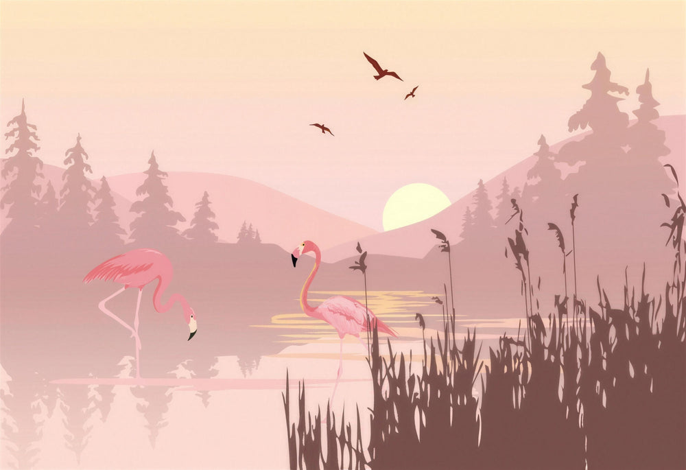Wallpaper Pink Flamingo design