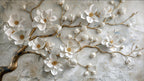 white blossom wallpaper pattern shown flat
