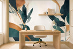 willow leaf panel wallpaper in a home office